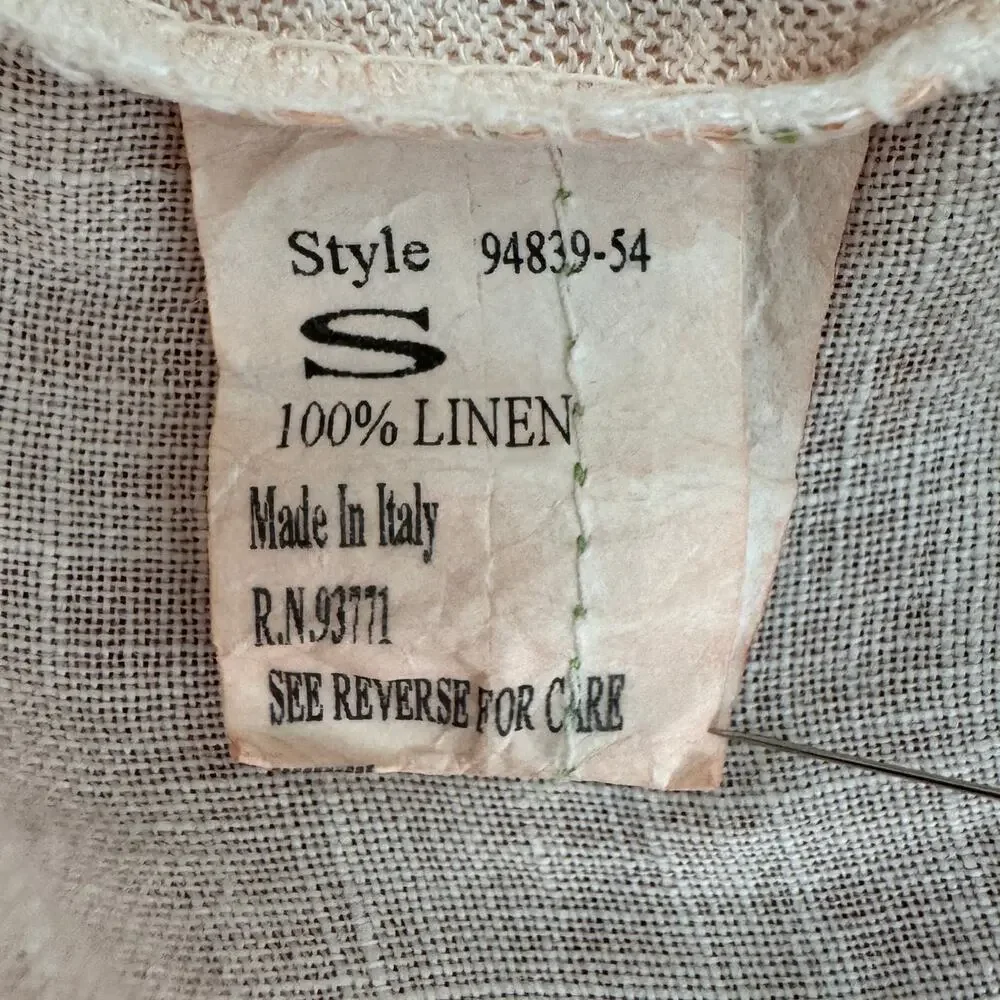 BELLE FRANCE Top Womens S Orange 100% Linen Made in Italy Coastal Beachy Resort - Picture 9 of 12